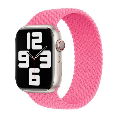 APPLE Bracelet Solo tress&eacute;  Watch  38/40/41/42 mm - Taille 8 - Flamingo