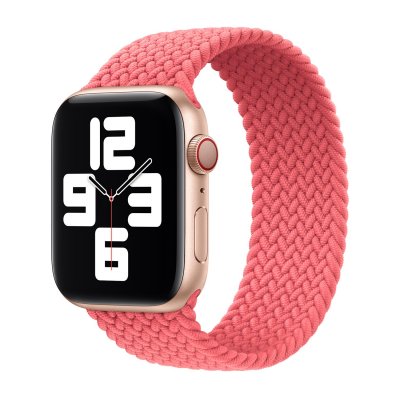 APPLE Bracelet Solo tress&eacute;  Watch  44/45/46/49 mm - Taille 4 - Pink Punch