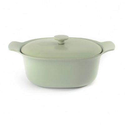 BERGHOFF Braisi&egrave;re ovale avec couvercle fonte de fer vert 28x22 cm - Ron