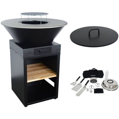 SWEEEK Brasero barbecue D81,5cm avec couvercle et ustensiles