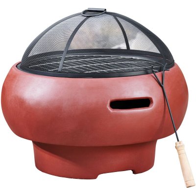 TEAMSON HOME Bras&eacute;ro de jardin,, bois chauffage,rouge/beton, 53 X 53 X 47
