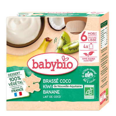 BABYBIO Brass&eacute; coco, kiwi d'Aquitaine & banane, d&egrave;s 6 mois
