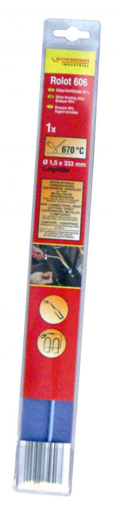 ROTHENBERGER Brasure argent 40% enrob&eacute; 333 mm Rolot 606 - 