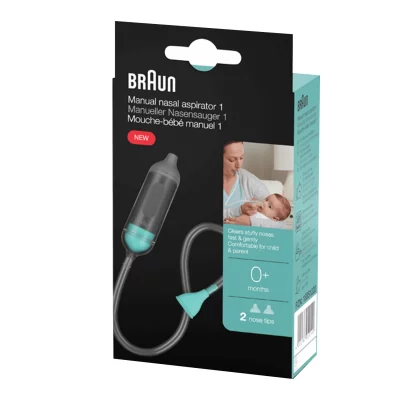 BRAUN  Mouche B&eacute;b&eacute; Manuel Bna050 - Bo&icirc;te 1 aspirateur nasal + 2 embouts nasaux