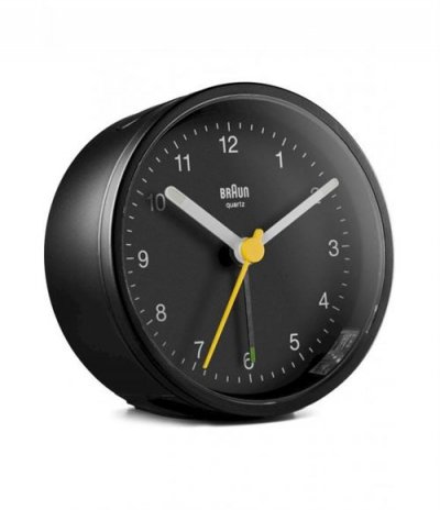 BRAUN  R&eacute;veil &agrave; Quartz en Plastique Noir Normal