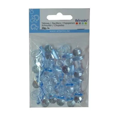 ARTEMIO Breloque en plastique - Naissance - T&eacute;tine bleue x 20 -  - couleur variant