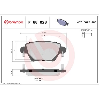 BREMBO  Jeu de plaquettes de frein arri&egrave;re P 68 028 RENAULT KANGOO
