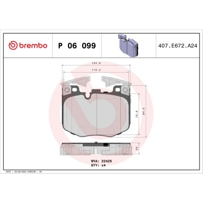 BREMBO  Jeu de plaquettes de frein avant P 06 099