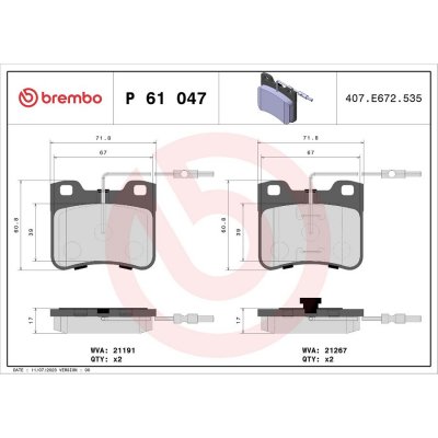 BREMBO  Jeu de plaquettes de frein avant P 61 047 CITROEN AX