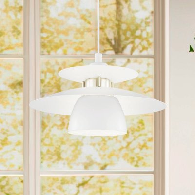 EGLO Brenda plafonnier suspendu dome blanc, nickel satin&eacute;