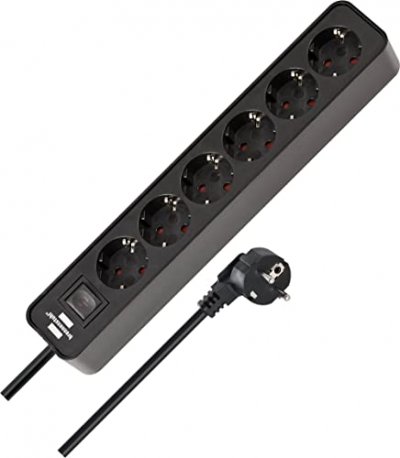 BRENNENSTUHL  1153260000 Power Strip 6 Outlets With Switch Noir