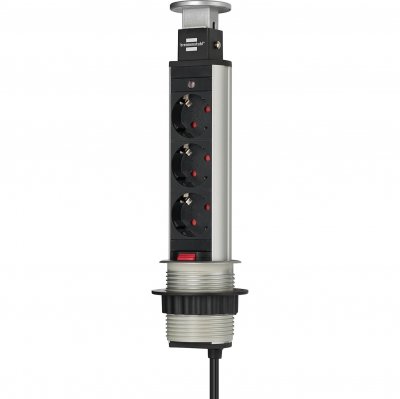 BRENNENSTUHL  Alu Tower 2 M Plug Adapter 3 Outlet One Size / EU Plug