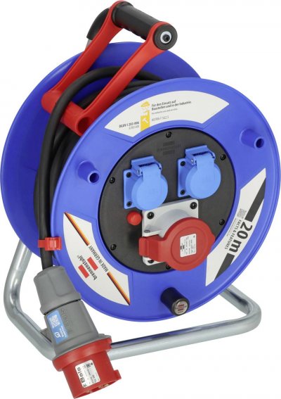 BRENNENSTUHL  Garant enrouleur de c&acirc;ble 2x schuko 1x triphas&eacute; 16A 20 m