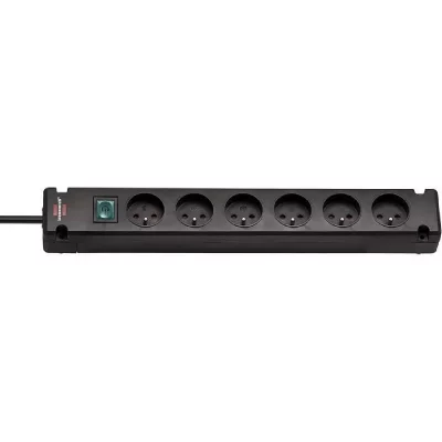 BRENNENSTUHL  Multiprise BREMOUNTA Noire, 6 Prises, avec 3m de c&acirc;ble