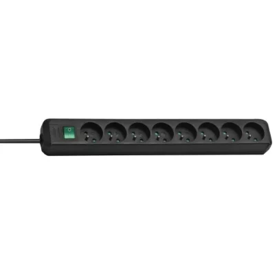 BRENNENSTUHL  Multiprise ECO-LINE Noire - 8 prises et 3m de c&acirc;ble