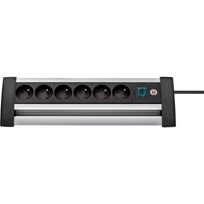 BRENNENSTUHL  - Multiprise Office-Line Alu avec interrupteur - H05VV-F 3G1,5 6 prises / 3m