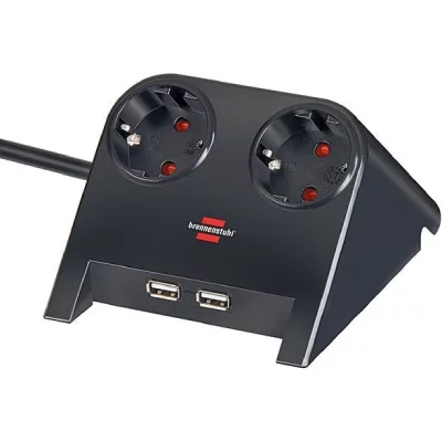 BRENNENSTUHL  Power Strip 2 Outlets Argent&eacute;