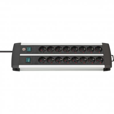 BRENNENSTUHL  regleta premium-alu line 16 tomas duo 3m negro/plata