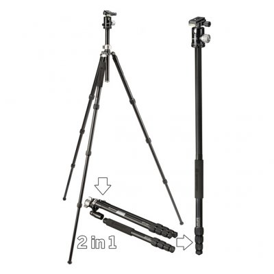 BRESSER  BX-25 Pro Tr&eacute;pied avec rotule et Fonction Monopode jusqu'&agrave; 15 kg