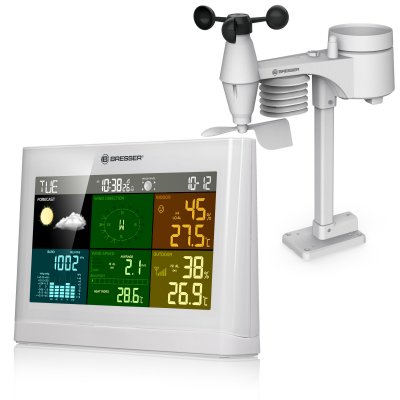 BRESSER  Comfort Station M&eacute;t&eacute;o 5 En 1 Avec &Eacute;cran Couleur Blanc