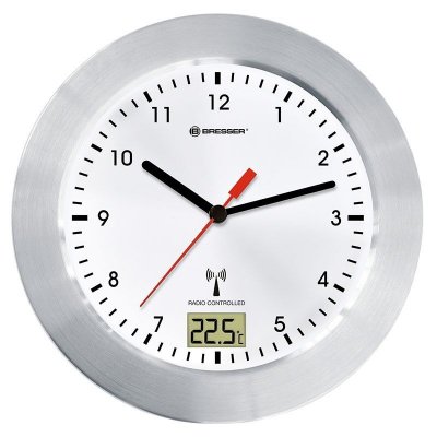 Bresser Mytime Bath Bathroom Radio Controlled Clock Argent&eacute;