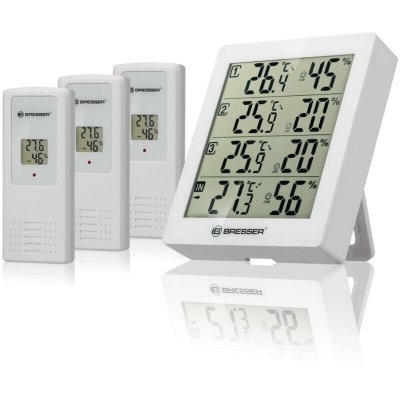 BRESSER  - Thermo/hygrom&egrave;tre Quadro - Blanc - 3 capteurs ext&eacute;rieurs