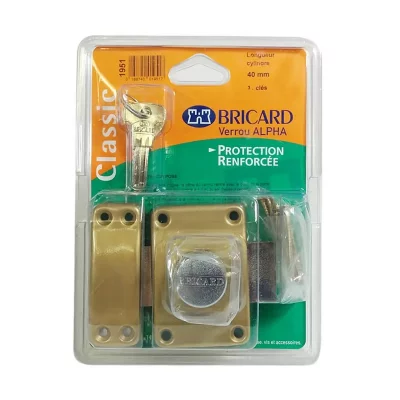 BRICARD  1951 Verrou Alpha &agrave; bouton Cylindre 40 mm &oslash; 22 mm Dor&eacute;