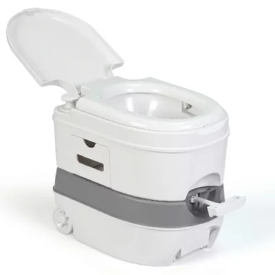 ELECTRO ACTIVA Briebe Toilette Portable WC Chimique 24L D&eacute;chets 20L Eau Roulettes Blanc WC1196W