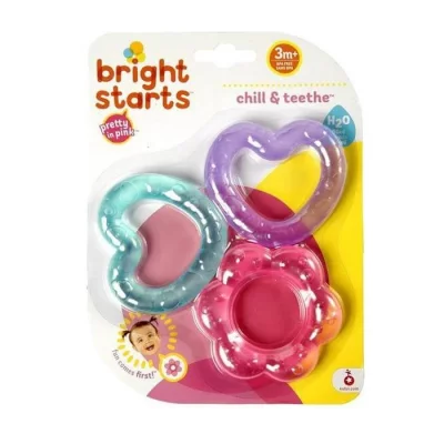 BRIGHT STARTS  Lot De 3 Anneaux De Dentition Pretty In Pink Chill Et Teethe