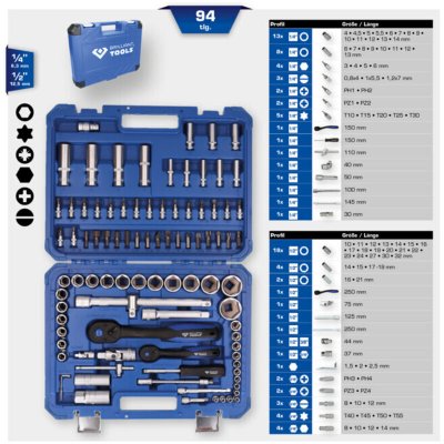 BRILLIANT TOOLS Brilliant coffret de douilles et cliquets, 94 pieces AUC4042146777701