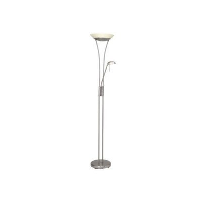 BRILLIANT  Lampadaire avec liseuse FINN 1x18W LED int&eacute;gr&eacute;e ACIER VERRE BLANC
