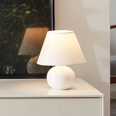 BRILLIANT  Lampe de table Primo, blanc, &Oslash; 19 cm, textile/c&eacute;ramique