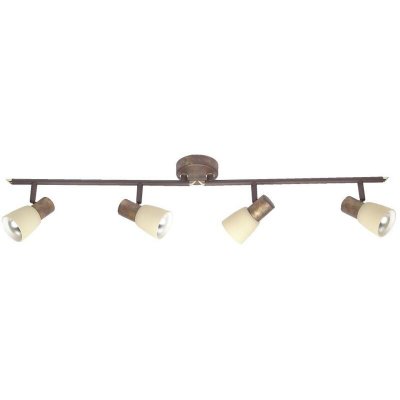 BRILLIANT  plafonnier barre a 4 lumieres luca hauteur 15 cm e14 40w cuivre vieilli et beige