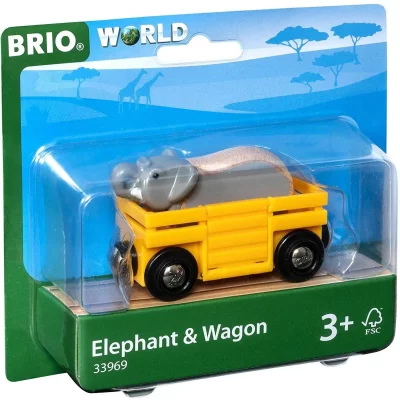 BRIO&reg; WORLD Figurine wagon et &eacute;l&eacute;phant Safari bois 33969