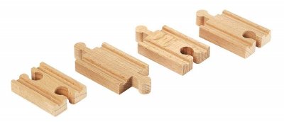BRIO&reg; WORLD Rails mini droits pour circuit train A2, B2, C2 bois 33333
