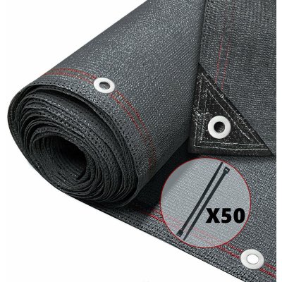VOUNOT Brise vue occultant en hdpe 230g/m&sup2; 1.8x10m avec attaches de fixation anthracite