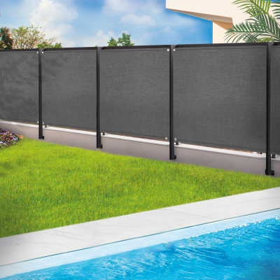 IDMARKET Brise vue renforc&eacute; 1,5 x 10 m gris 220 gr/m&sup2; luxe pro