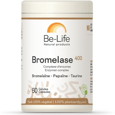 BE LIFE Bromelase 400 (bromela&iuml;ne - papa&iuml;ne - taurine) 60 g&eacute;lules