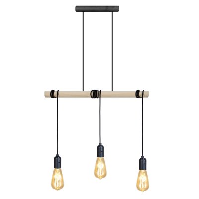 TOSEL BROOKLYN - Lustre bar bois naturel et noir