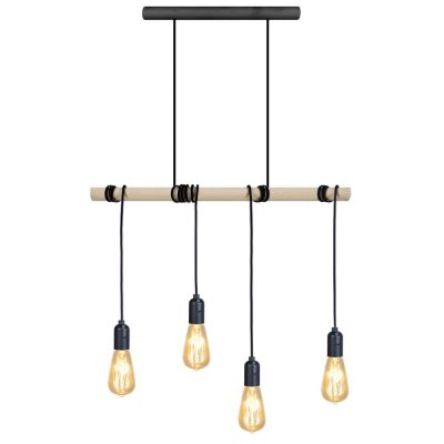 TOSEL Brooklyn - lustre bar bois naturel et noir 21168