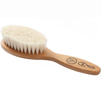LE BIBERON FRANCAIS Brosse &agrave; cheveux b&eacute;b&eacute; en h&ecirc;tre rouge et soie de ch&egrave;vre