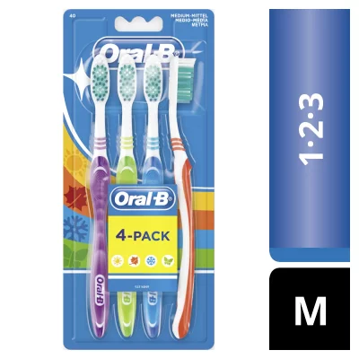 ORAL B Brosse &agrave; dent  123 m&eacute;dium - pack de 4 - 