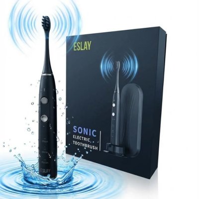 GENERIQUE Brosse &agrave; dents &eacute;lectrique sonique adulte 38 000 VPM, OLED, IPX8, autonomie 90 jours - Noir