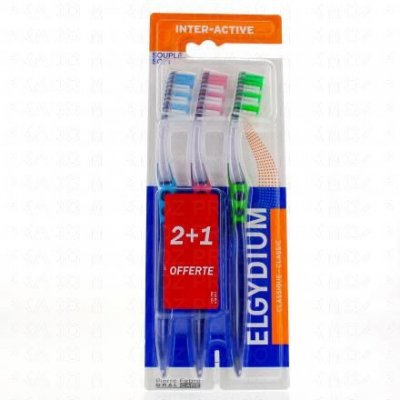 ELGYDIUM Brosse &agrave; dents Interactive Souple trio dont 1 offerte