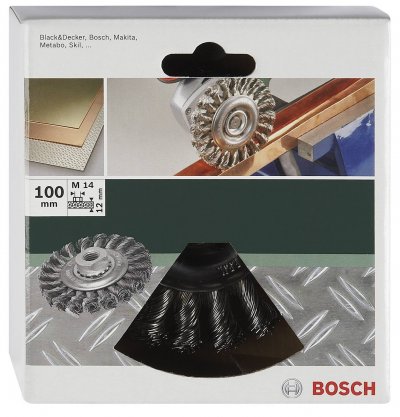 BOSCH ACCESSORIES Brosse circulaire &agrave; fils torsad&eacute;s, inoxydables, &Oslash; 100 mm M14