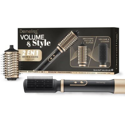 SAINT ALGUE Brosse soufflante 2-en-1 - - Demeliss Volume & Style - 1000 W - 3 temp&eacute;ratures - Noir / Or