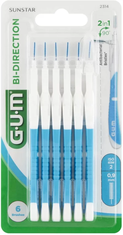 GUM Brossettes Interdentaires 0.9mm X6 Proxabrush Bi-direction 