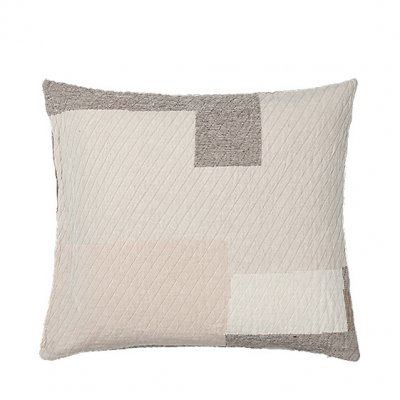 BROSTE COPENHAGEN  - Patch Taie d'oreiller, 60 x 60 cm, beige / marron