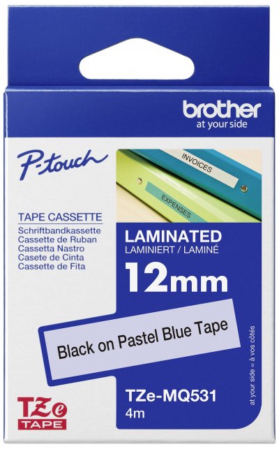 BROTHER   ruban lamin&eacute; noir sur bleu paste noir