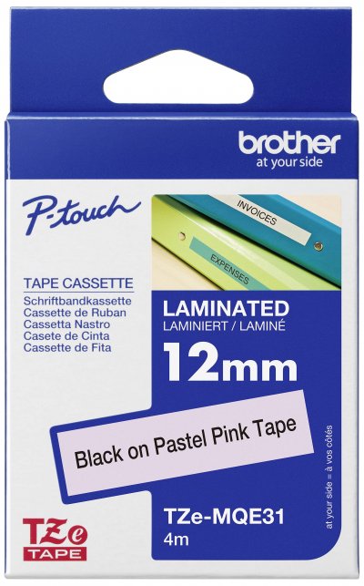 BROTHER   ruban lamin&eacute; noir sur rose paste noir
